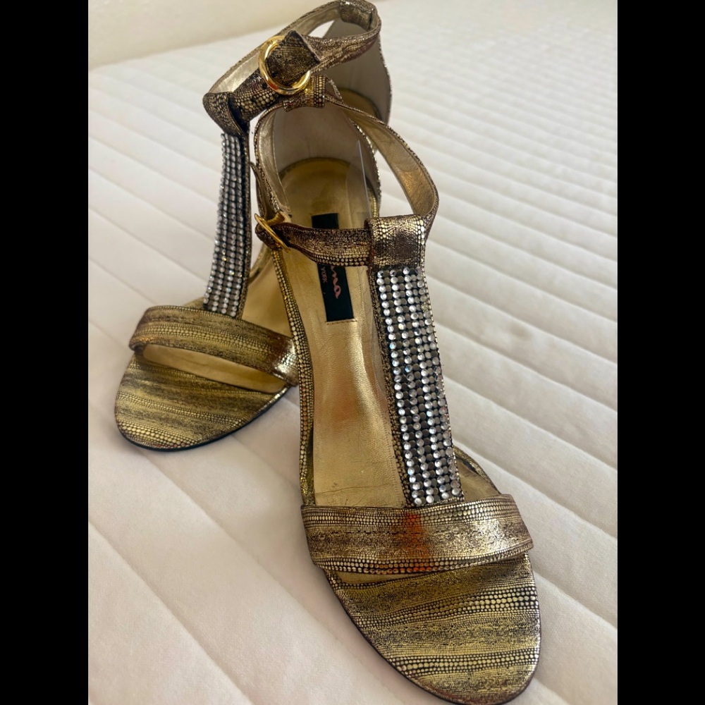 Nina Glamorous gold and silver heels with diamanté straps #glamour #partyshoes